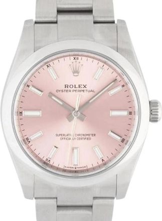 Rolex Pre-owned Oyster Perpetual 34 Ref 124200 - Dames - Vintage Horloges - Roze - ONE Size - Vintage