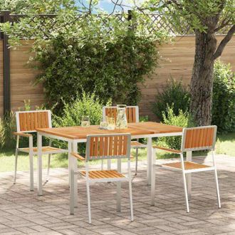 vidaXL Conjunto De Comedor De Jard&iacute;n 5 Pcs Madera De Teca Maciza Vidaxl
