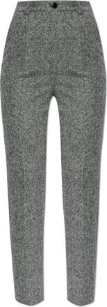 Dolce & Gabbana Broeken, Dames, Grijs, M, Wol, Wol met een vouw