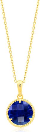 MAX + STONE 14k Yellow or White Gold Roped Halo 6mm Round Gemstone Pendant Necklace