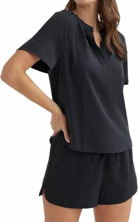 Bella Dahl Flowy Short Sleeve Pullover Top In Vintage Black