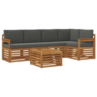 vidaXL Conjunto De Sof&aacute; Seccional Con Coj&iacute;n 6 Pcs Natural Y Antracita Vidaxl