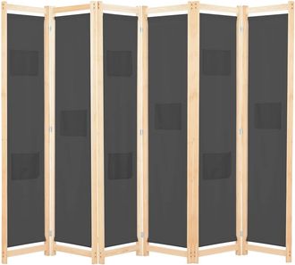 vidaXL Biombo Divisor De 6 Paneles De Tela Gris 240x170x4 Cm Vidaxl