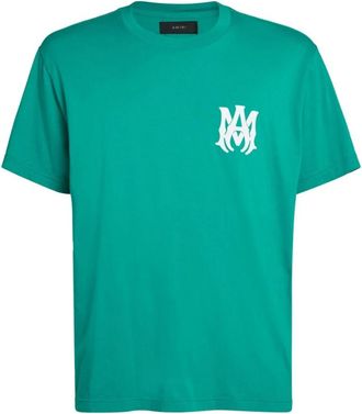 Amiri Groen Logo T-Shirt - 3D Ronde Hals - Heren - T-shirts - Groen - 2XL - Katoen - Tops