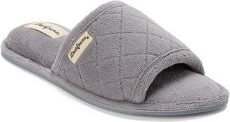 Dearfoams Beatrice Quilted Microfiber Terry Shower Slide Slipper in Medium Grey at Nordstrom, Size X-Large