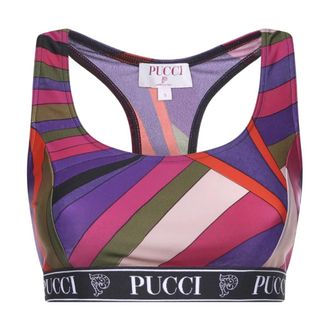 Pucci Sport Bras, female, Multicolor, Size: S Iride Print Top
