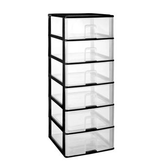OEM Cajonera Apilable, Organizaci&oacute;n Vers&aacute;til, 6 Cajas Negras De 38 X 37 X 93,2 Cm, 2 Unidades
