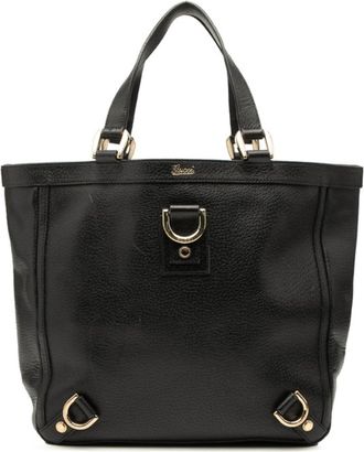 Gucci Black Leather Handbag Tote Bag (Pre-Owned)