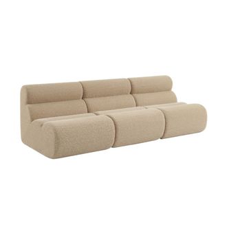 Sweeek Sof&aacute; modular con efecto alpaca, 3 plazas, beige