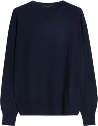 Max Mara Basic Jersey - Dames - Ronde hals truien - Blauw - M - Wol - Truien & Vesten
