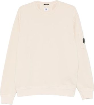 C.P. Company Crewneck Sweatshirt in Diagonal Cotton Fleece with Lens Pocket - Heren - Sweatshirts - Wit - 2XL - Katoen - Hoodies & sweatvesten