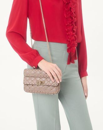 Valentino Garavani Borsa Piccola Rockstud Spike In Nappa Donna POUDRE UNI