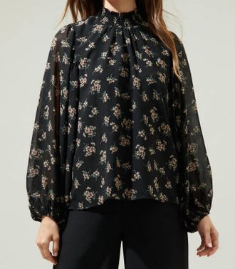 Sugarlips Balloon Sleeve Blouse In Black