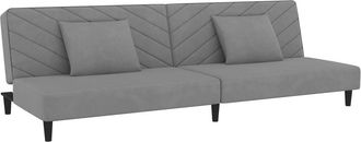 vidaXL Sof&aacute; Cama De 2 Plazas Con Dos Almohadas Terciopelo Gris Claro Vidaxl