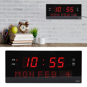 OEM Elegante Reloj De Pared Led Con Marco Negro, Orificios Para Colgar Y Pantalla Digital Para Oficina Y Sala De Estar