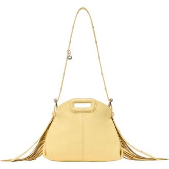 Maje Matte crackle Miss M mini bag in Pale Yellow at Nordstrom, Size Medium