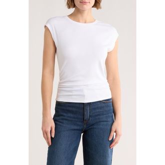 Abound Cap Sleeve Scrunch Rib Top in White at Nordstrom Rack, Size X-Large