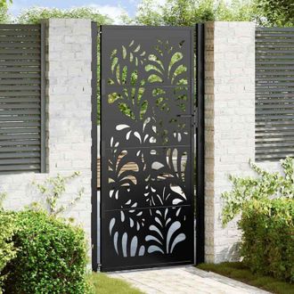 vidaXL Puerta De Jard&iacute;n Dise&ntilde;o Ondulado De Acero Negro 105x205 Cm Vidaxl
