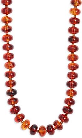 Nordstrom 12mm Beaded Necklace in Brown- Gold at Nordstrom