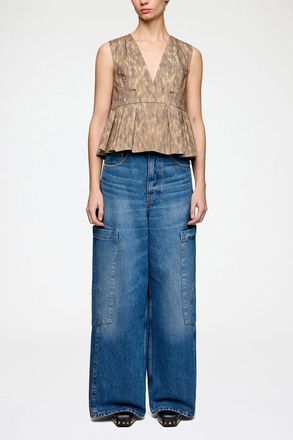 Ganni Burro Top in Printed Cotton - Size 34 Organic