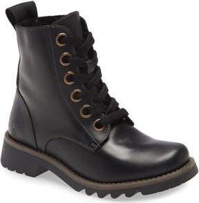 FLY London Ragi Combat Boot in 003 Black Rug at Nordstrom Rack, Size 6-6.5Us / 37Eu
