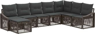vidaXL Conjunto De Sof&aacute;s De Jard&iacute;n 8 Uds. Gris Rat&aacute;n Sint&eacute;tico Vidaxl