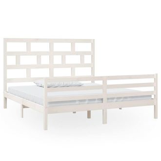 Berkfield Home Bed Frame White Solid Wood 180x200 cm Super King Size