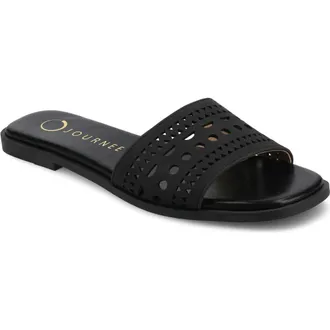 Journee Collection Brodie Slide Sandal in Black at Nordstrom Rack, Size 6.5