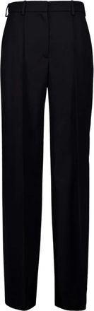 Balmain Tailored Grain de Poudre Broek - Dames - Wijde Broeken - Zwart - M - Wol - Broeken