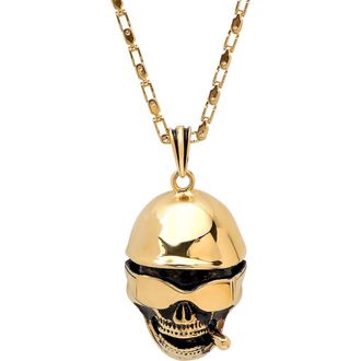 Steeltime Mens Skull Pendant Necklace in Gold at Nordstrom Rack