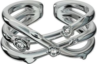 John Richmond Ring met verweven banden en lichtgevende bloemen - Dames - Ringen - Grijs - ONE Size - Accessoires