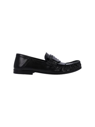 Marni Black Polished Leather Moccasin Flats