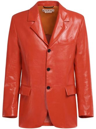 Marni polished-finish leather jacket - men - Lamb Skin - 52 - Orange