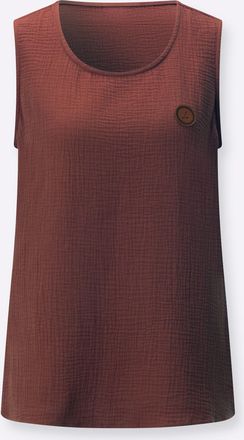 Casual Looks Blusentop CASUAL LOOKS, Damen, Gr. 36, rotbraun, 100% Baumwolle, unifarben, Rundhals, Blusen Blusentop