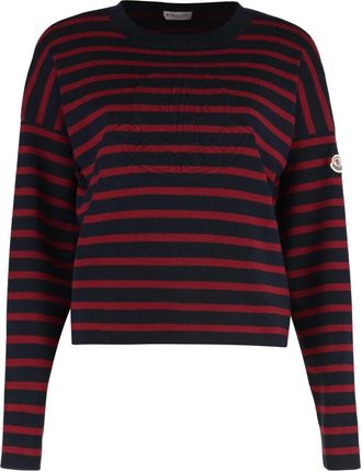 Moncler Gestreept wollen shirt met ronde hals - Dames - Ronde hals truien - Veelkleurig - XS - Wol - Truien & Vesten