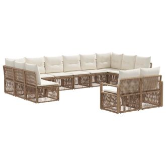 vidaXL Conjunto De Sof&aacute;s De Jard&iacute;n 12 Pcs Beige Rat&aacute;n Sint&eacute;tico Vidaxl
