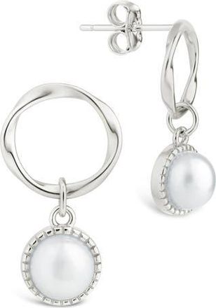 Sterling Forever Cline Cultured Pearl Drop Earrings in Silver/White at Nordstrom Rack
