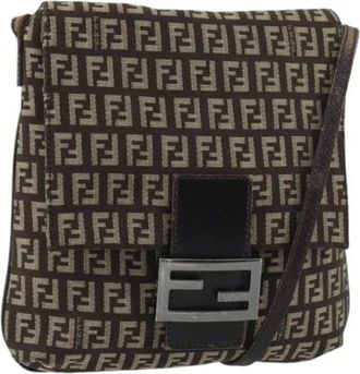 Fendi Pre-owned Cross Body Bags, female, Brown, Size: ONE SIZE Pre-owned Canvas Cross Body Bag