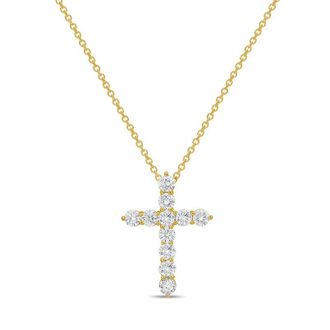 Diana M. Jewels 14kt Yellow Gold 6.00 cts Lab Grown Round Diamond Cross Pendant