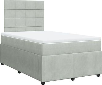 vidaXL Vidaxl - Cama Box Spring Con Colch&oacute;n Terciopelo Gris Claro 120x200 Cm