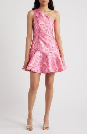 Hutch Silas Floral Print One-Shoulder Minidress in Pink/Red Orchids at Nordstrom, Size 10