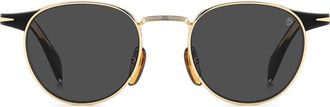 David Beckham DB 1223/S 49mm Round Sunglasses in Gold Black/grey at Nordstrom