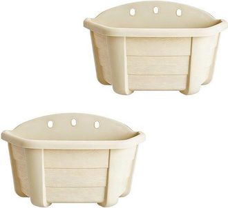 OEM Macetas De Pl&aacute;stico Para Colgar En La Pared - 22 Cm - Estilo Vintage - Aptas Para Balcones, Vallas Y Jardines - Rojo Ladrillo - Juego De 2
