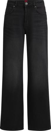 HUGO BOSS Wijde spijkerbroek met hoge taille - Dames - Loose Fit Jeans - Zwart - W27 L32 - Katoen - Jeans