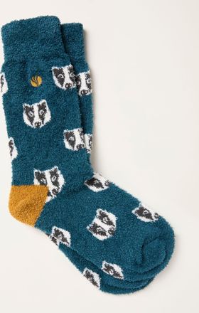 Fat Face FatFace Teal Blue Badger Cosy Socks