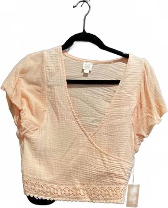 Surf Gypsy Womens V Neck With Lace Crop Top In Peach