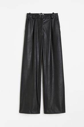 H&M Weite Hose mit Coating - Schwarz