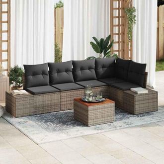 vidaXL Conjunto De Sof&aacute; De Jard&iacute;n 6 Pcs Gris Vidaxl