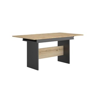 Gami Mesa de comedor con 1 extensi&oacute;n l160-205 cm - efecto madera y negro