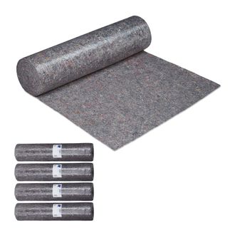 Relaxdays 5 Vellones De Pintor, Cubre Suelos, 1 M X 50 M = 50m&sup2;, Antideslizante, Impermeable, 220g/m&sup2;, Gris